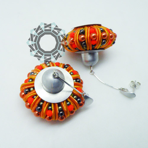 3D Soutache earrings (orange) / Kolczyki soutache 3D (pomarańczowe) by tender December, Alina Tyro-Niezgoda