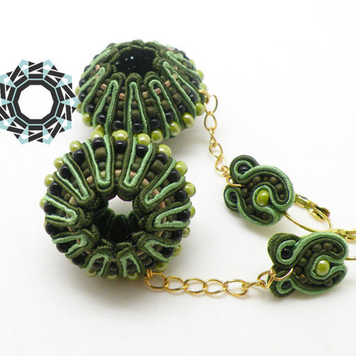 3D Soutache earrings (green) / Kolczyki soutache 3D (zielone) by Tender December, Alina Tyro-Niezgoda