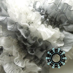 Spring scarf (white&grey) / Wiosenny szalik (biało-szary) by Tender December, Alina Tyro-Niezgoda