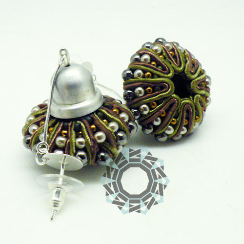 3D Soutache earrings (khaki) / Kolczyki soutache 3D (khaki) by tender December, Alina Tyro-Niezgoda