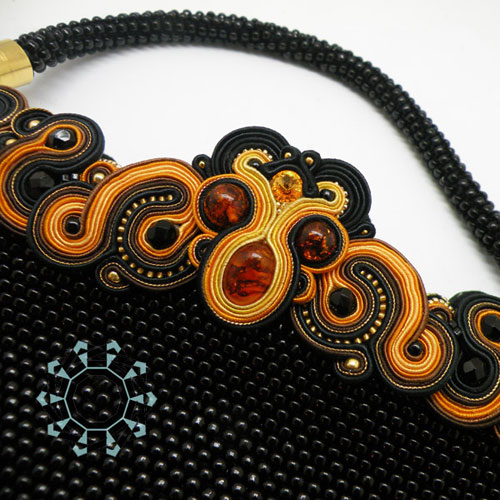 Beaded handbag with soutache ornament / Torebka z koralików i soutache by Tender December, Alina Tyro-Niezgoda