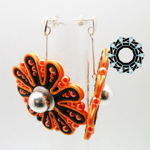 Both side soutache earrings (orange&black) / Dwustronne kolczyki soutache (czarno-pomarańczowe) by tender December, Alina Tyro-Niezgoda