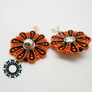 Both side soutache earrings (orange&black) / Dwustronne kolczyki soutache (czarno-pomarańczowe) by tender December, Alina Tyro-Niezgoda