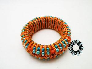 Turquise&orange 3D soutache bracelet / Bransoletka soutache (pomarańczowo-turkusowa) by tender December, Alina Tyro-Niezgoda