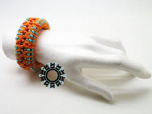 Turquise&orange 3D soutache bracelet / Bransoletka soutache (pomarańczowo-turkusowa) by tender December, Alina Tyro-Niezgoda