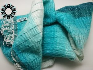 Turquoise and white mohair scarf / Turkusowo-biały szalik moherowy by Tender December, Alina Tyro-Niezgoda
