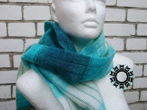 Turquoise and white mohair scarf / Turkusowo-biały szalik moherowy by Tender December, Alina Tyro-Niezgoda
