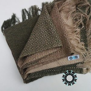 Cotton XXL shawl in the color of beige, light brown and green / Bawełniany szal XXL w tonacji zieleni, brązów i beży by Tender December, Alina Tyro-Niezgoda